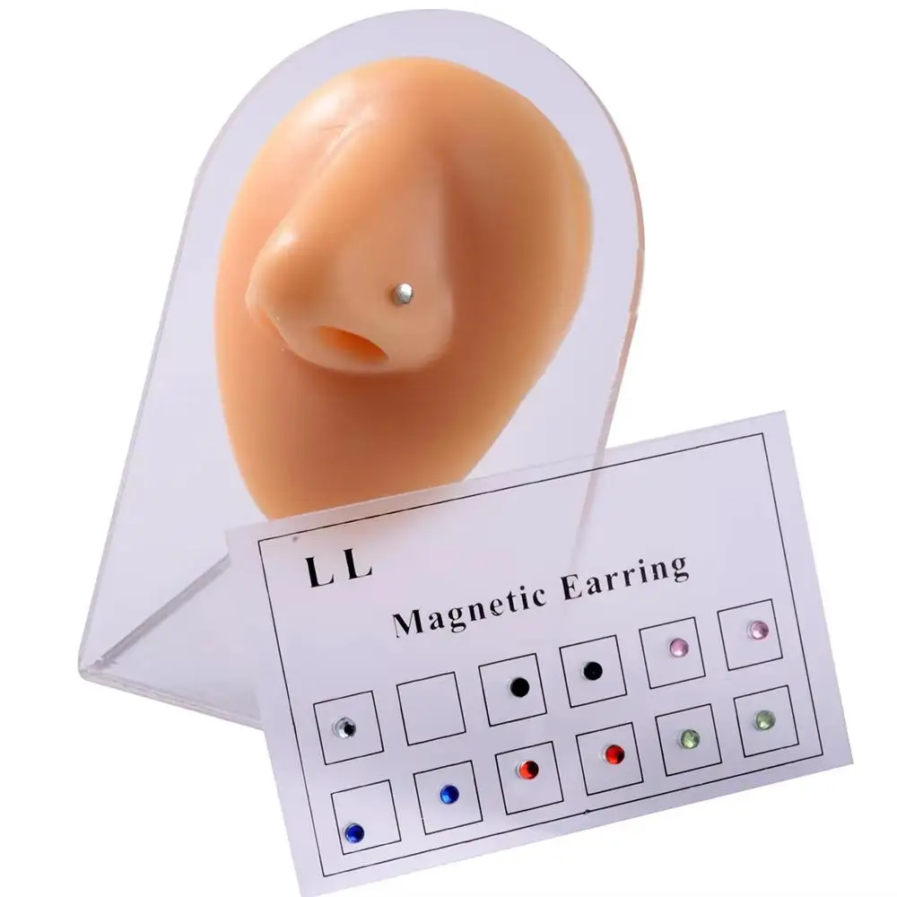 12PCS Card Fake Cheater Shiny Non Pierced Magnet Ear Tragus Cartilage Lip Labret Stud Nose Ring Body Jewelry Magnetic Earring view 4