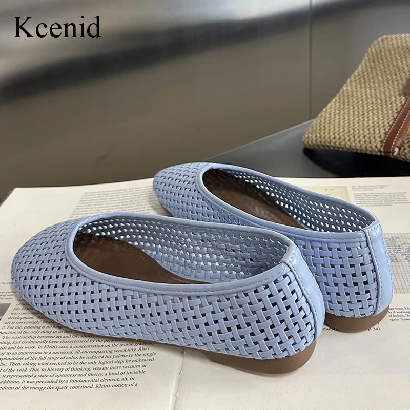 

Kcenid/женские плетеные туфли ручной работы на плоской подошве с полой сеткой, легкие дышащие балетки, летние мягкие удобные пляжные сандалии