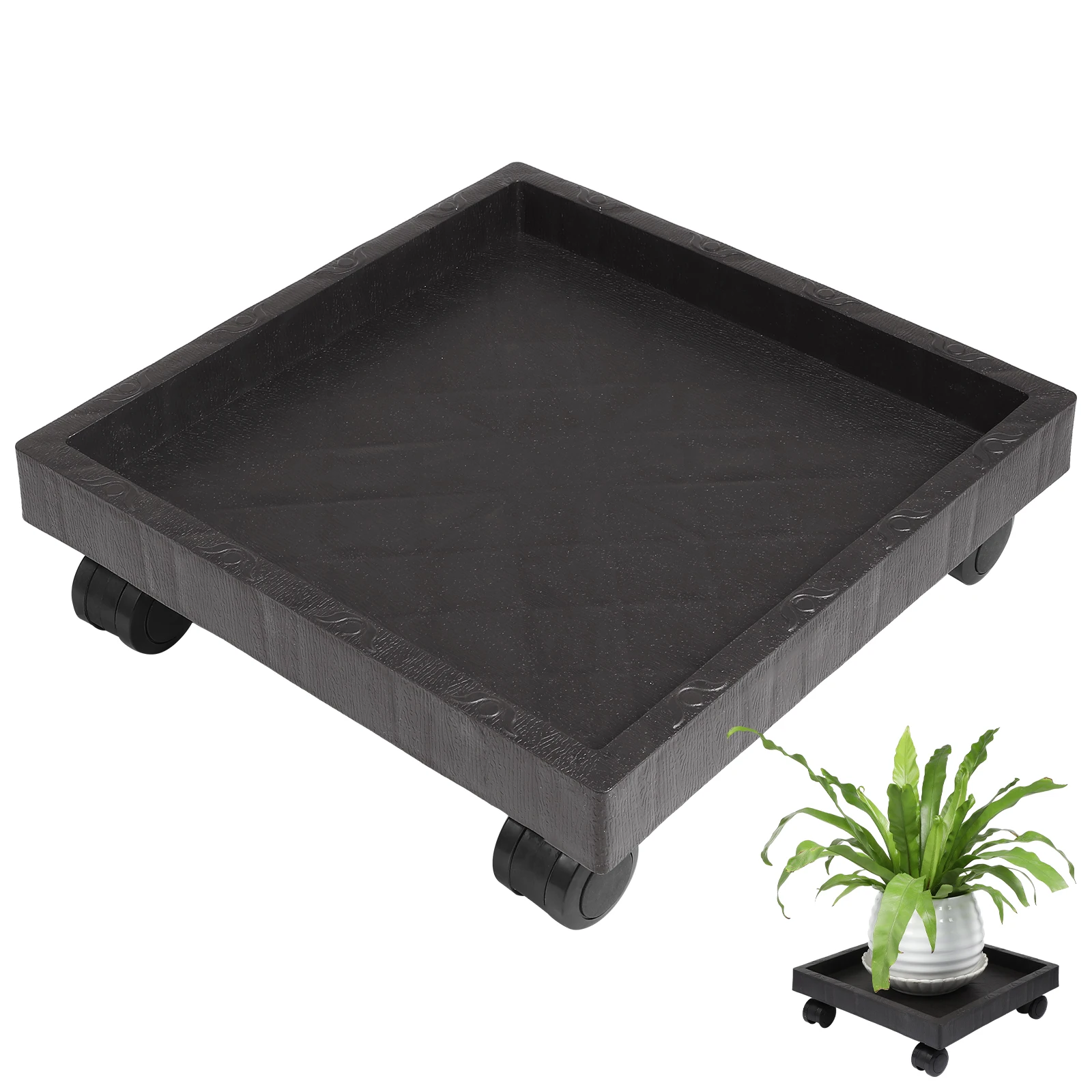 

Indoor Outdoor Garden Patio Flower Pot Stand Tray Thickened Plastic Plant Stand with Wheels Rolling Plant Trolley