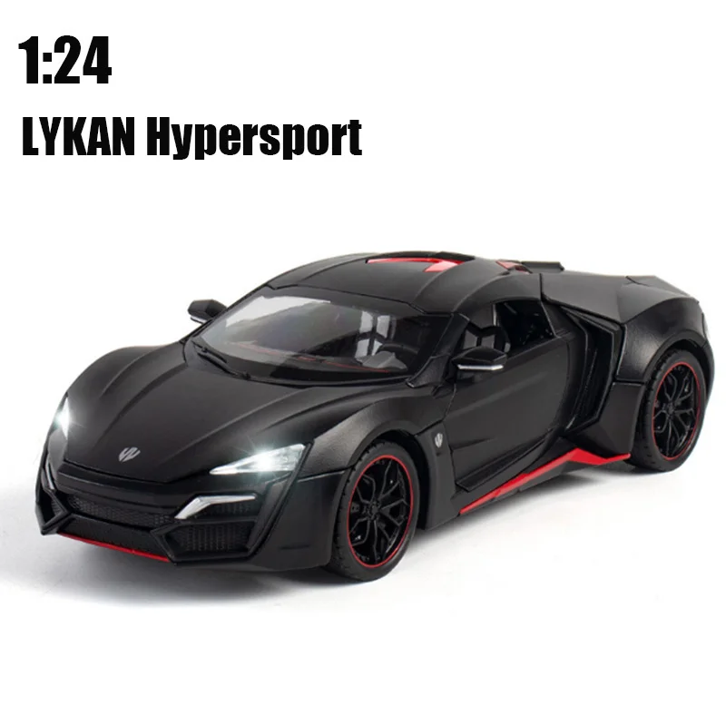 

1:24 LYKAN Hypersport Diecasts & Toy Vehicles Metal Car Model Sound Light Collection Car Toys For Children Christmas Gift