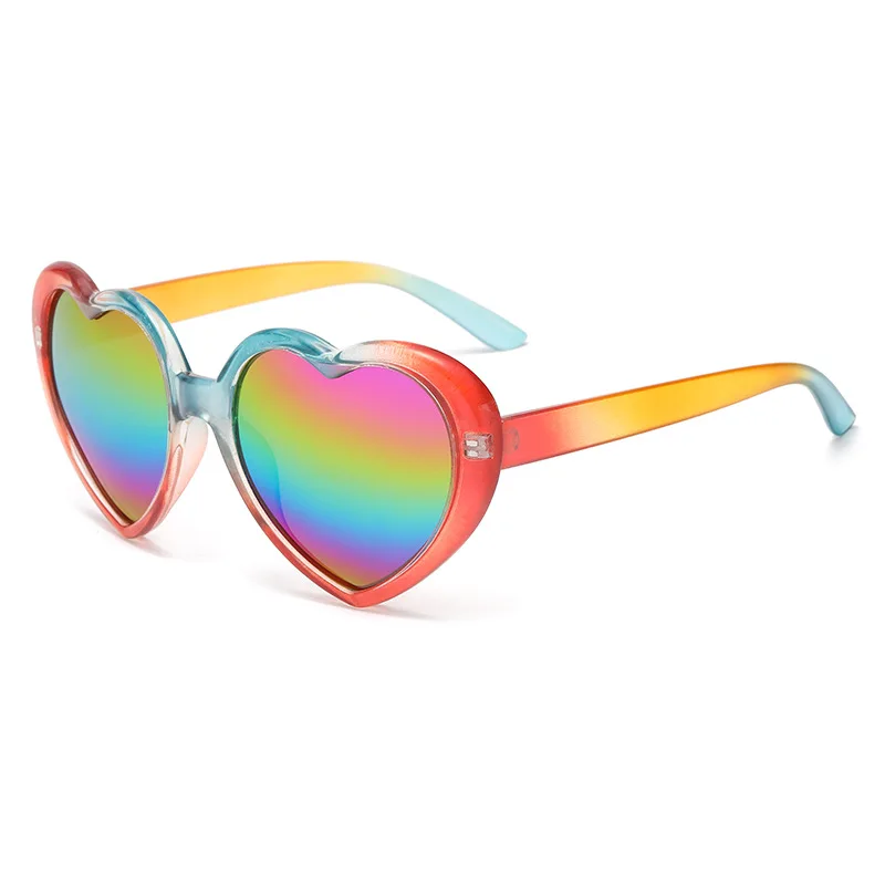 Fashion Polarized Fantasy Gradient Sunglasses Popular Peach Heart Eyeglasses Anti UV Sun Glasses Colorful Rainbow Design Uv400