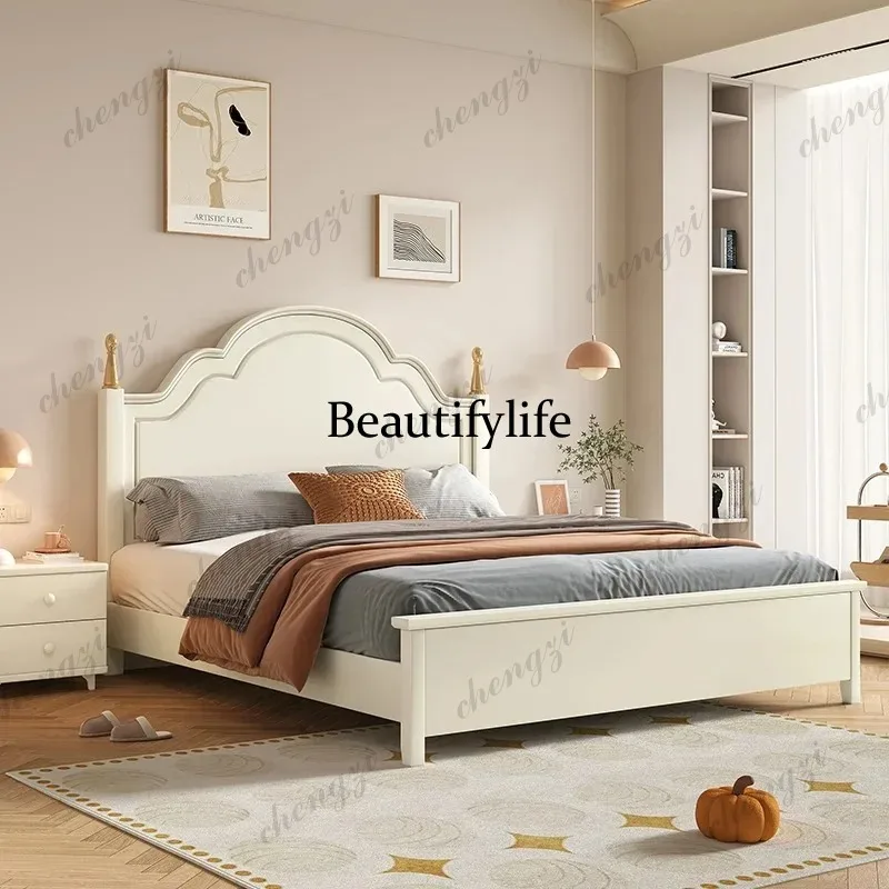 Princess Wood Adult Double Bed Luxury Platform Bedframe Headboards Double Bed Bases Queen Storage Lit 2 Personnes Home Furniture