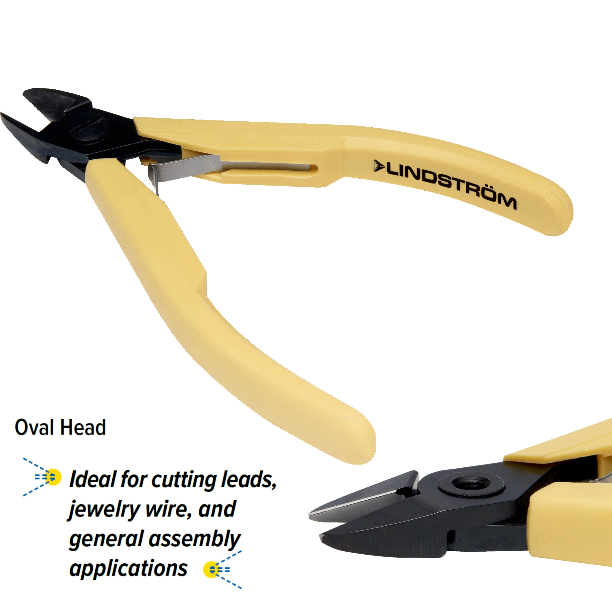 Lindstrom Oval Head Precision Diagonal Jewelry Wire Cutters 80 Series ESD Safe with Return Spring for Jewelry Making & PCB