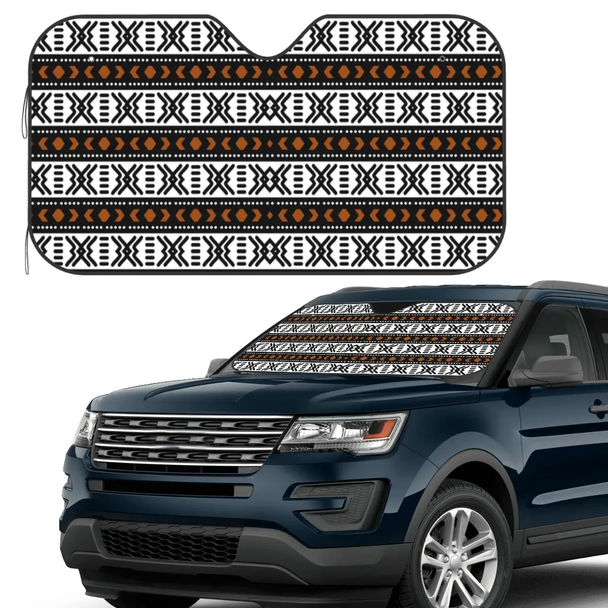 

African Bogolan Sunshade Windscreen Car Front Windshield Window Sun Visor Accessories Covers