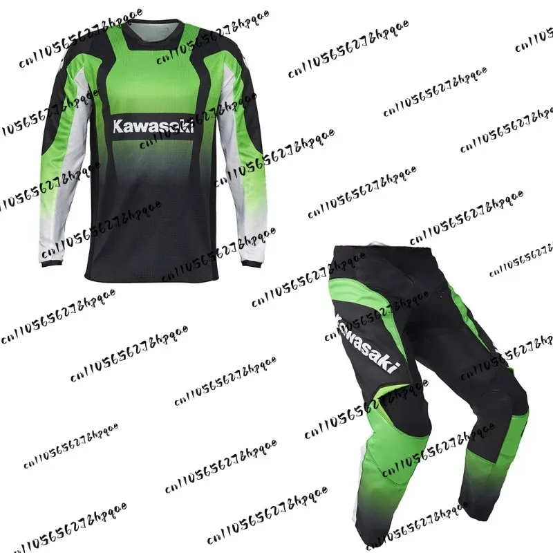 

Kawasaki 2026 Classic Motorcycle Mountain Bike Jersey Racing Sports Breathable Sweat Wicking Quick Long Sleeve and Pant Set