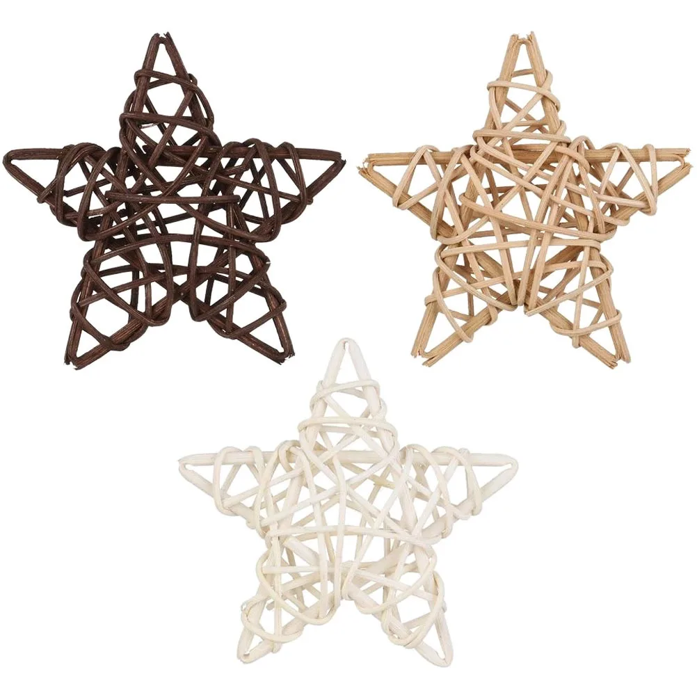 

3Pcs Rattan Ball Decorations Star Design Wicker Balls for Table Centerpiece Home Decor Living Room Accessories Christmas Winter