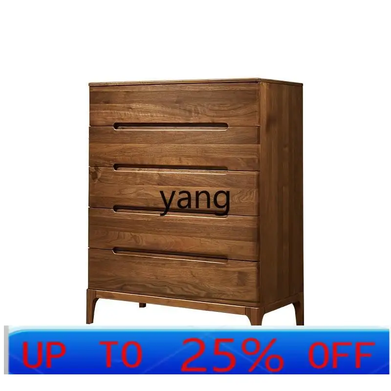 

LMMblack walnut chest of drawers all solid wood simple light luxury living room bedroom locker