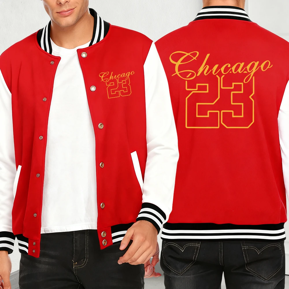 

Chicago Number 23 Jersey Print Jackets Men Autumn Fashion Personality Streetwear Casual Creative Clothing Vintage Pocket Jacket