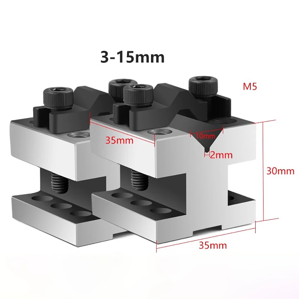 2PCS 90° V-Blocks Precision V-Type Fixture Cast Steel Clamp Tool 35x35x30mm For Shaft Measuring, Alignment & Inspection