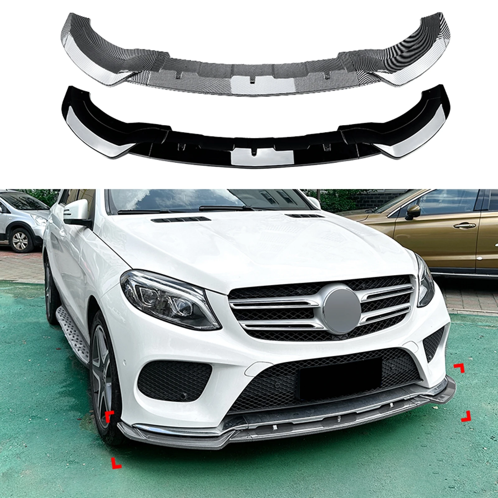 

Front Bumper Spoiler Lip For Mercedes Benz GLE Class W166 C292 Coupe 2015-2018 GLE400 GLE450 GLE500 GLE43 AMG Lower Splitter Kit