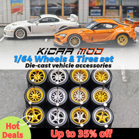 1/64 Model Car Wheels with Rubber Detachable Tires Refitting Parts for Diecast Toys Hot Wheels Matchbox D:11mm 1 Set