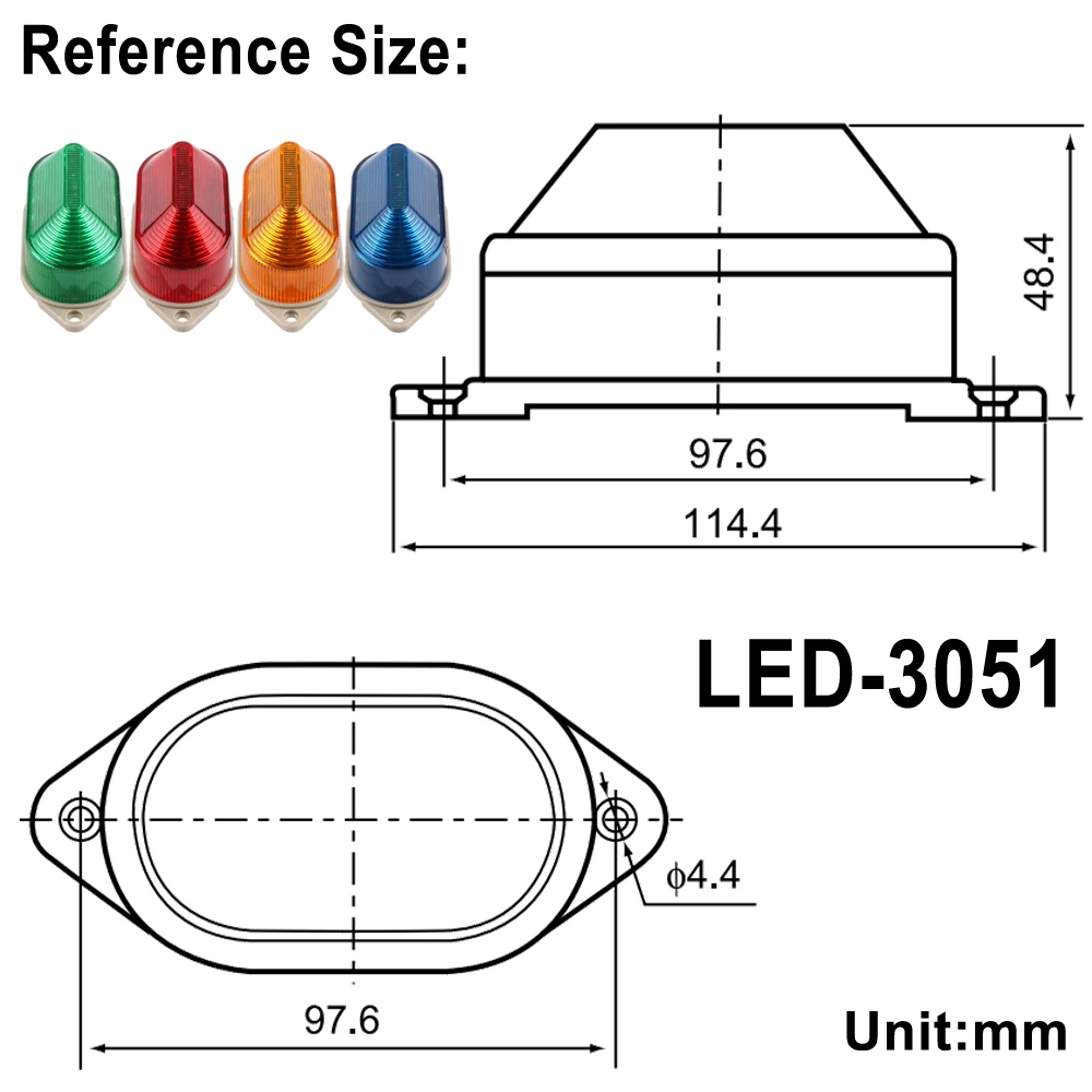 Imagem -02 - Led Audível Visual Aviso Indicador Lâmpada Mini Luz Intermitente Alarme de Segurança sem Campainha Sinal Estroboscópico ac 220v dc 12v 24v Led3051j