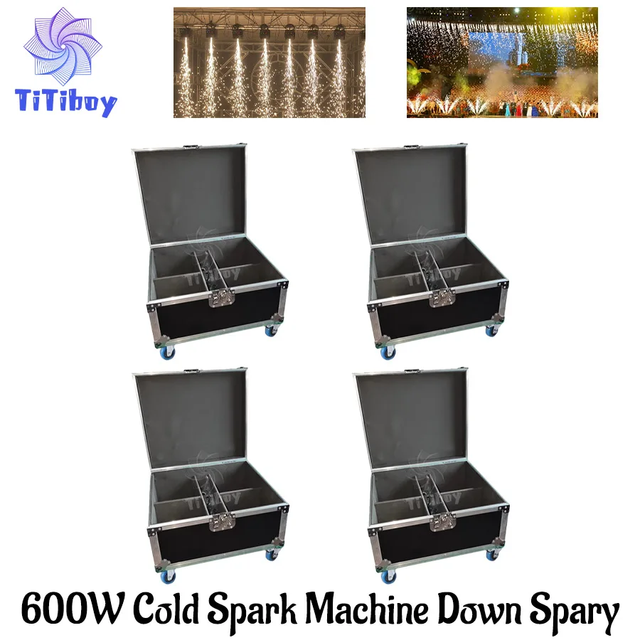 No Tax 4X 4In1 Flightcas For 600W Downward Cold Spark Firework Machine Effect For Wedding Celebration Dmx Control Spark Fountain