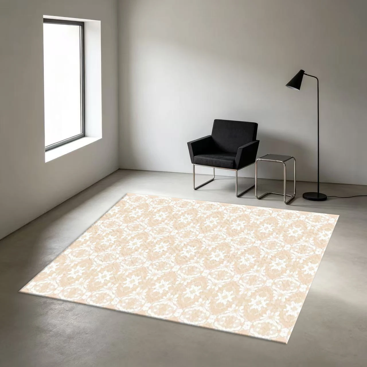 Beige Geometric Floral Carpet Floor Decoration Classic and Luxurious Home Carpet Decorative Rug, Suitable for Indoor Living Space Decoration