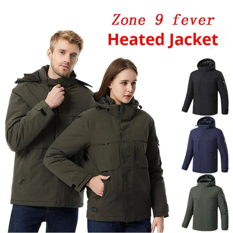 

Winter Heated Jacket Outdoor Waterproof Electric Heating Stand Collar Coat Motorcycle Equipment Cotton Workwear USB Smart Power