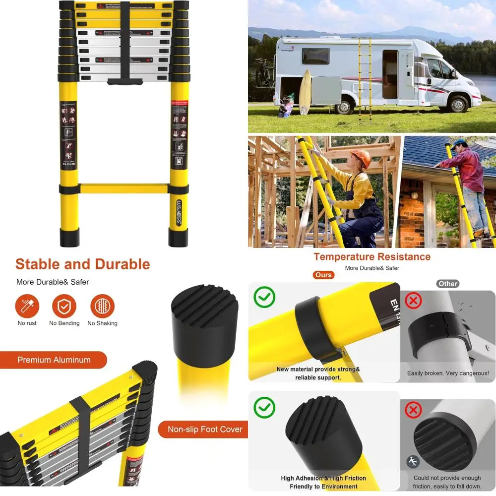 سلم تصغير من الألومنيوم - امتداد 12.5 قدم قابل للطي وخفيف الوزن مع سعة 330 رطل للاستخدام متعدد الأغراض #1