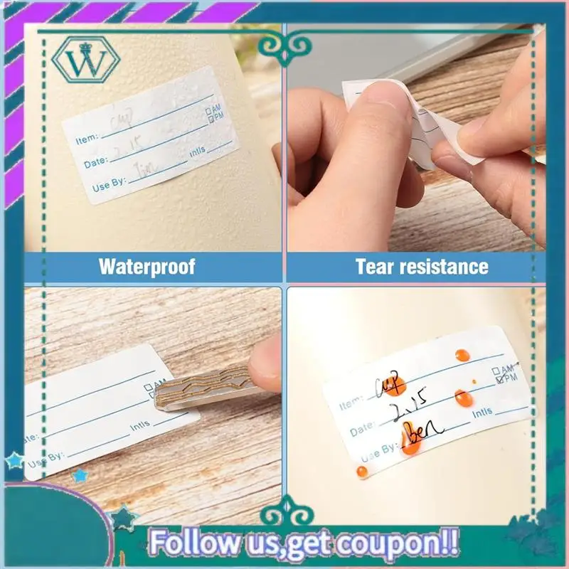 Upgraded 4 Rolls 2000Pieces Removable Freezer Labels, 1 X 2Inch Food Date Stickers Food Date Labels Refrigerator Food Labels