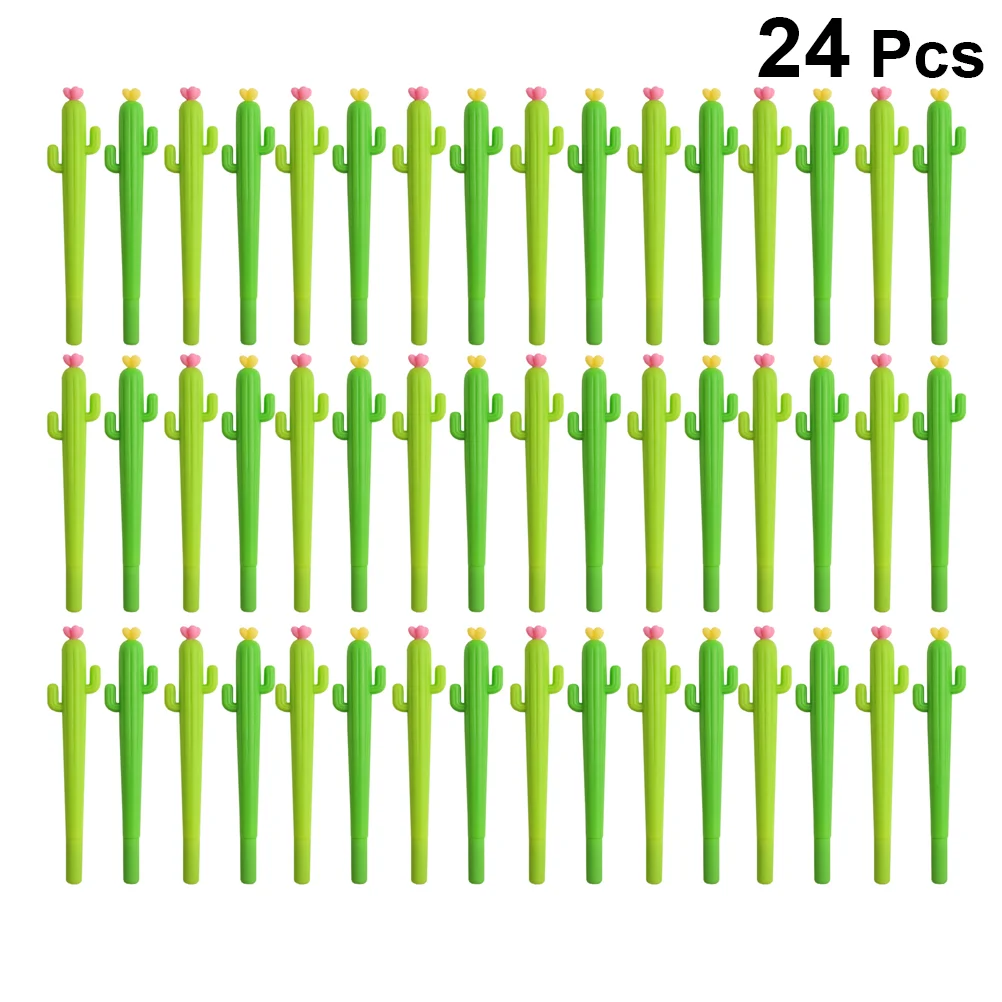 

24 шт., легкая ручка для письма, канцелярские принадлежности, гелевые ручки с тонким наконечником, мультяшный кактус, фонтан с черными чернилами