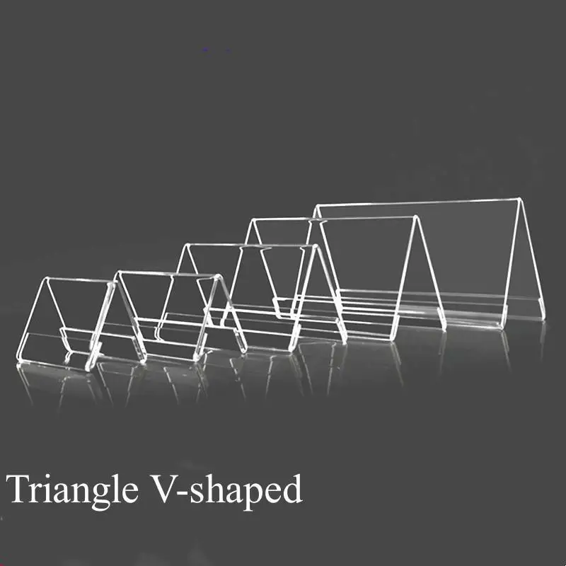 5Pcs Acrylic Clear Desktop Sign Labels Triangle Meeting Card Conference Sign V-Shaped Table Sign Display Card Name Tag Holder