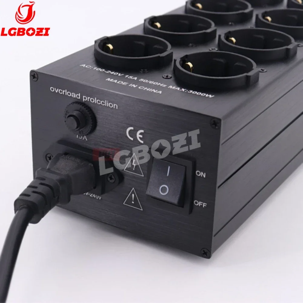 LGBOZI Power Filter Lightning Protection Surge Proof Socket Voltage Multi-function Display Compatible with EU/UK/AU Plug