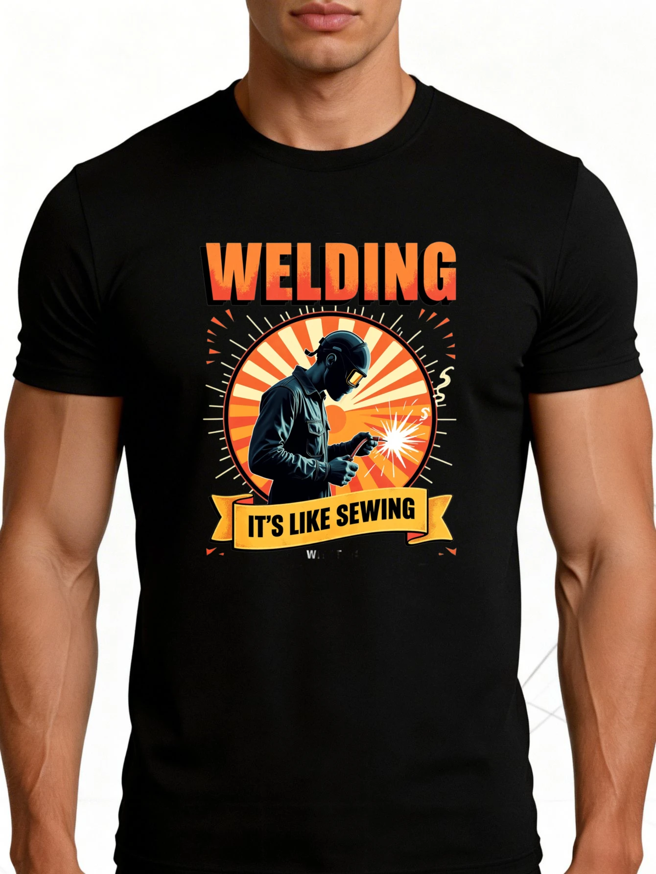 Casual Style Men's T-Shirt Welding Is Like Sewing Graphic Design Summer Wear Gift for Welders and DIY Enthusiasts