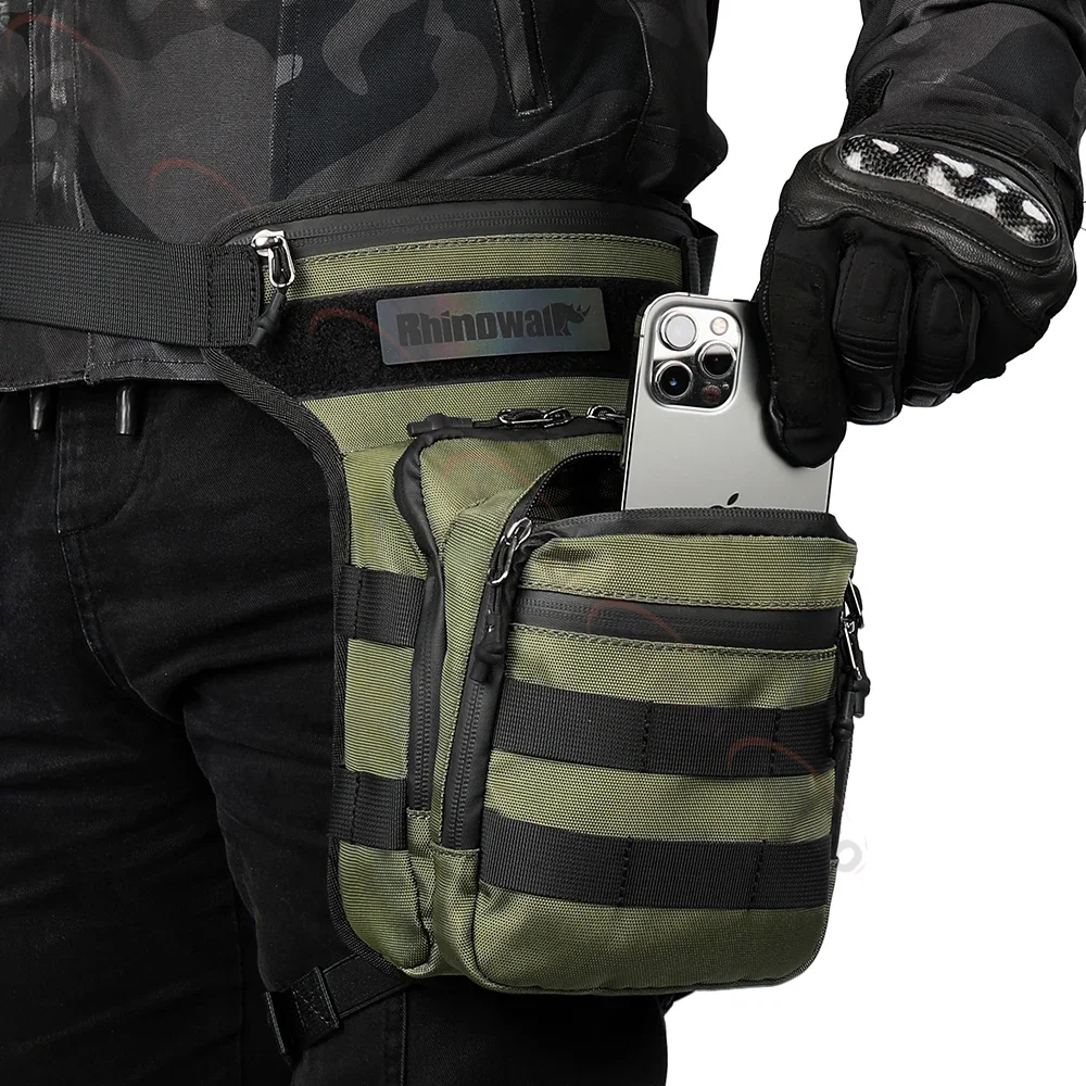 Green Motorcycle Drop Leg Bag Thigh Belt Waist Bag Multifunction Motorbike Tactical Travel Cell/Mobile Phone Purse Chest Bag