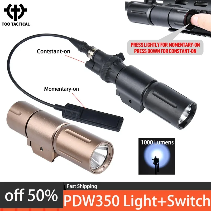 WADSN PDW350 Hunting Weapon Spotlight PLHv2 Flashlight AR15 Airsoft High Power Scout Light With Dual Function Pressure Switch