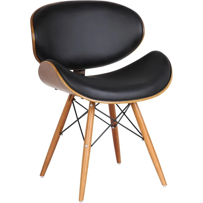 

Cassie Dining Chair in Black Faux Leather and Walnut Wood Finish 20D x 21W x 31H in