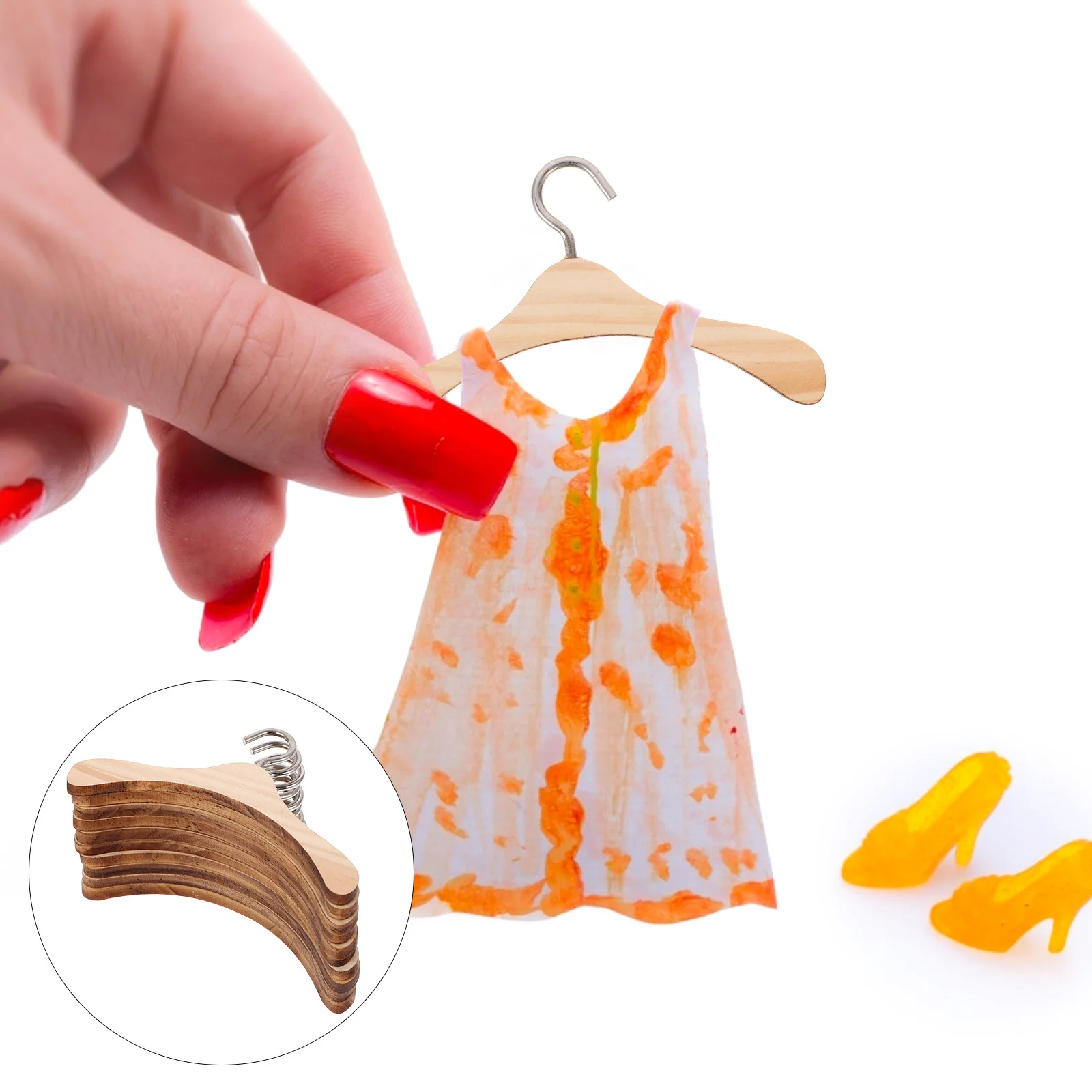 

10 Pcs Movie Mini Toys BJD Dolls Hanger Furniture Bamboo Wooden Clothes Baby Kid Hangers