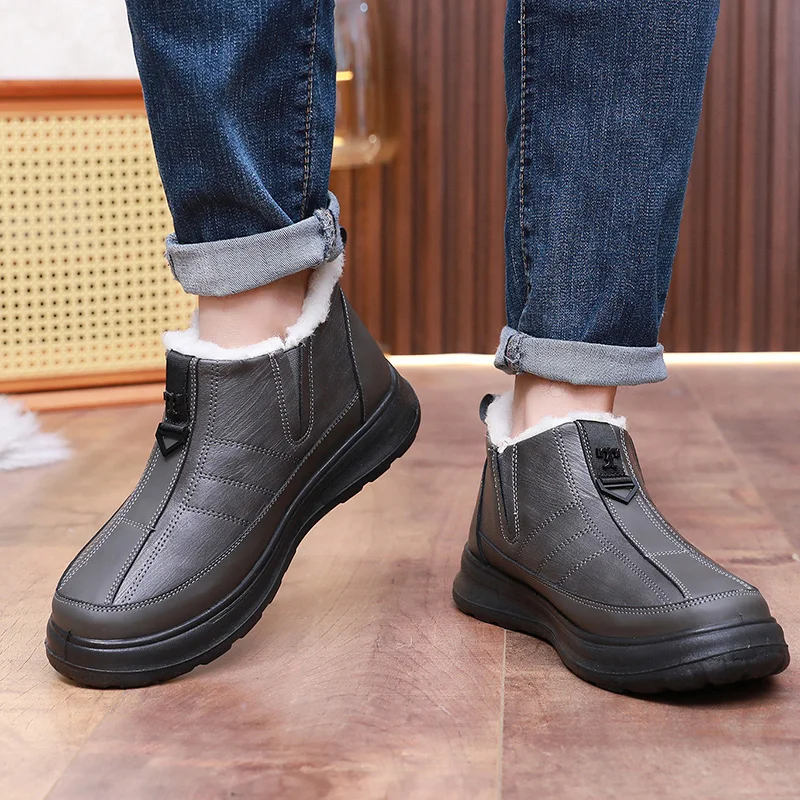 أحذية رجالية قطنية جديدة لشتاء 2025 مضادة للانزلاق ونعل خارجي متين مريح عازل بارد ودافئ شحن مجاني للرجال