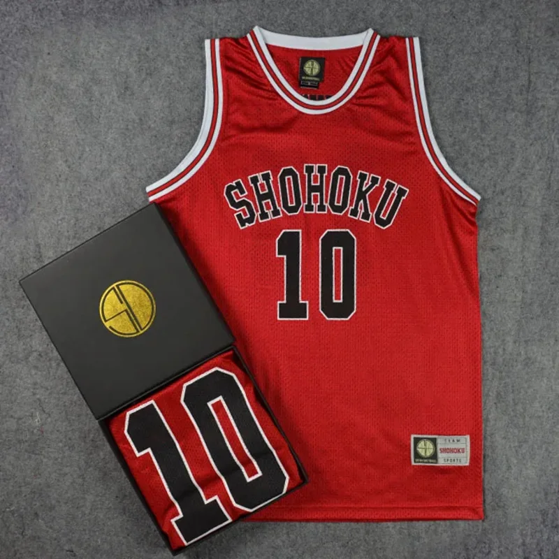 SLAM DUNK Cosplay Jerseys Sets for Adults Playing Basketball Tops No.10 Sakuragi Hanamichi Training Clothing for Boys Gifts BS19