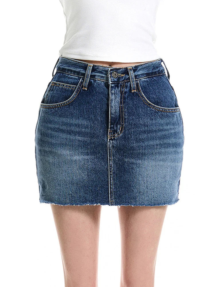 Slim Fit A-Line  Skirt High Waist Denim Short Skirt Women's Breathable Half Body Skirts with Inner  Girl's Fashion