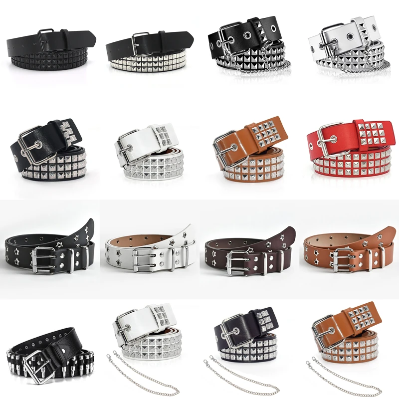 GAOKE Pyramid Fashion Rivet Belt Men&Women's Studded Belt Punk Rock With Pin Buckle Hardware Jeans Designer Female Waist Belts