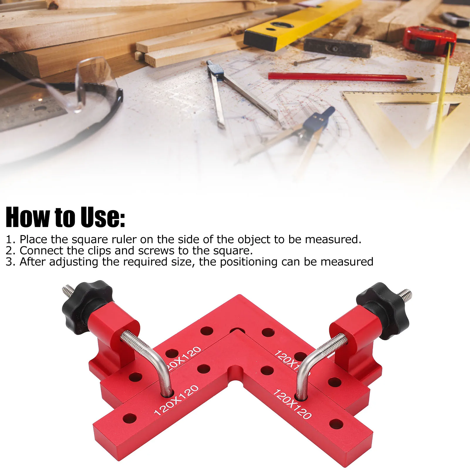 Carpenter Clamping Tool Right Angle Clip 90° Positioning Panel Woodworking Corner Ruler Fixture