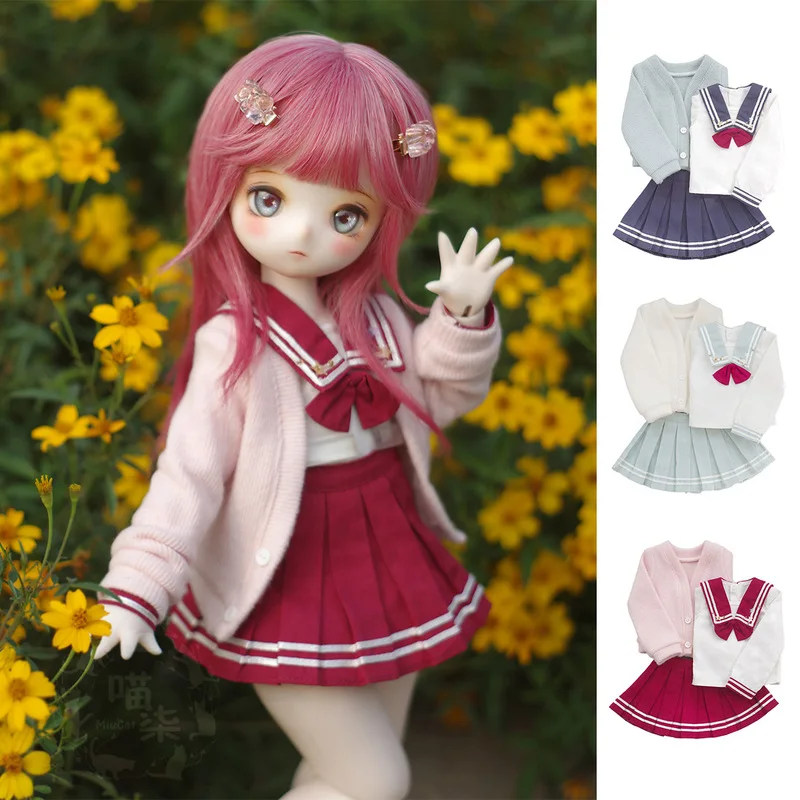 

BJD Clothes Doll Suit Sailor Collar Uniform Three Piece Suit Top Skirt Jacket For 1/4 1/6 BJD MSD MDD YOSD Doll Accessories