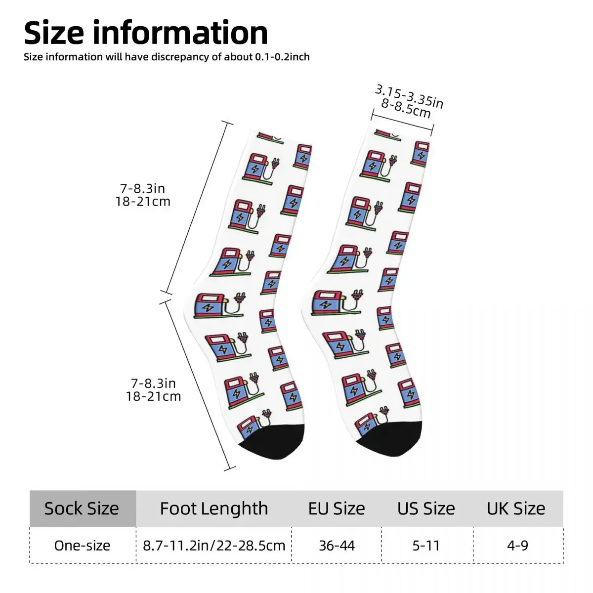 Electric Vehicle Charger Socks Harajuku Sweat Absorbing Stockings All Season Long Socks Accessories for Man's Woman's Gifts