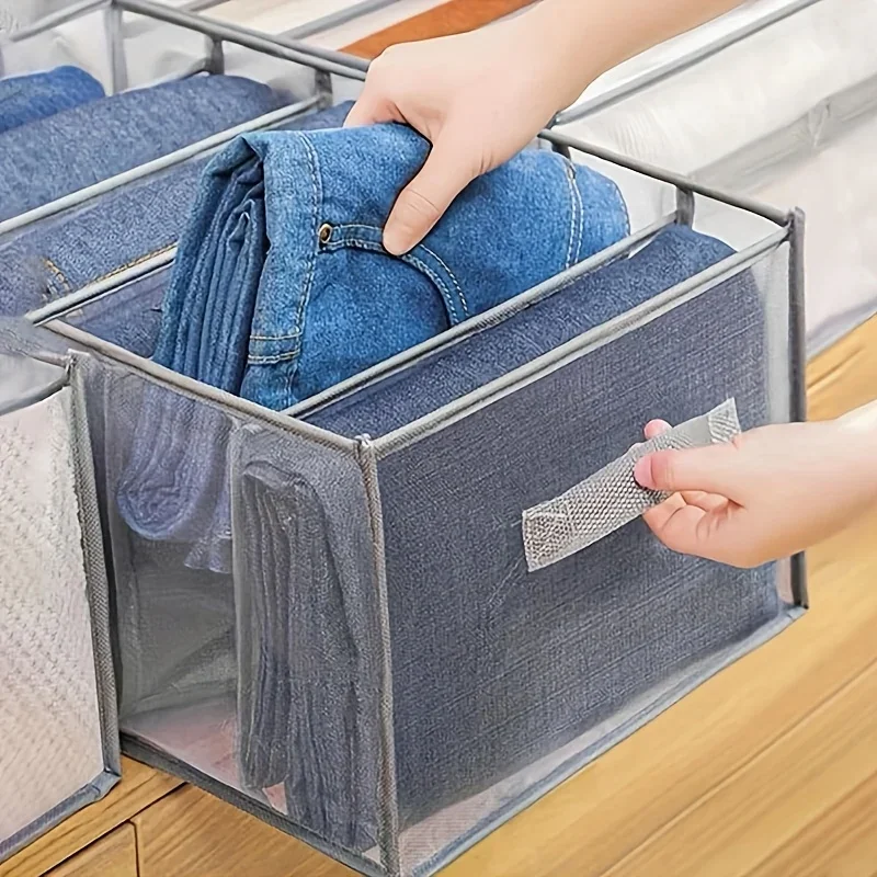 1 Stück Kleiderschrank-Organizer mit Griffen, mit Fächern zum Falten von Kleidung, waschbare Stoff-Aufbewahrungstaschen