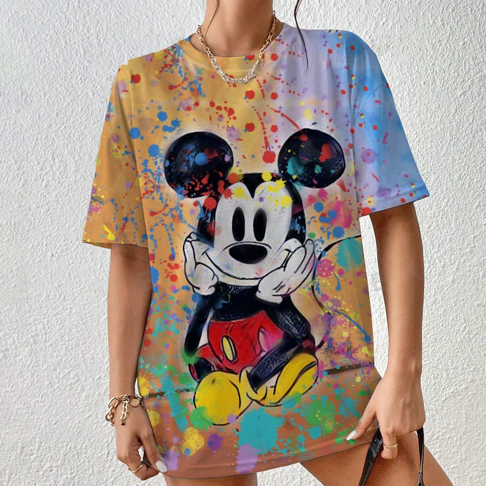 New Style T-Shirt Women Disney Mickey Mouse print Top Fashion Women\'s Oversized Clothes Tees Summer Crew Neck Blouse Original