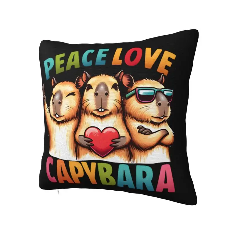 Peace Love Capybara Throw Pillow Case Living Room Decoration Nordic Cushions Cover For Sofa Car Seat Square Polyester Pillowcase