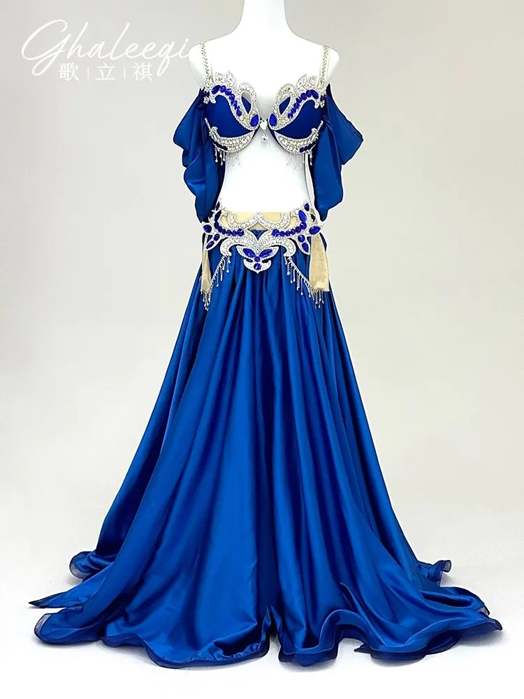 Belly dance suit handmade diamond studded retro tassel sexy and slimming heavy work big skirt performance costume for women