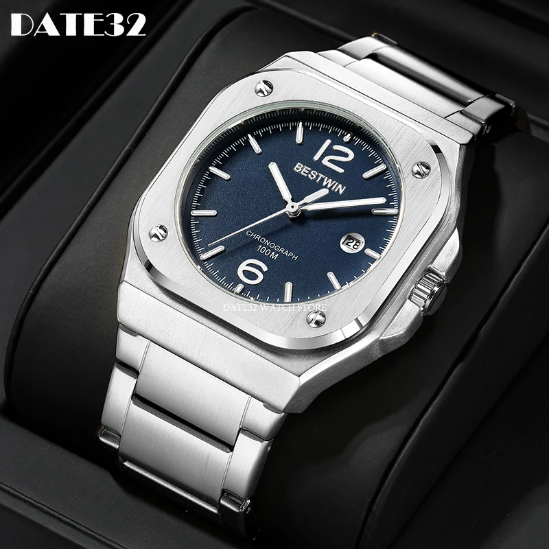 Luxury Men Watch Large Big Dial Square Quartz Wristwatch Sliver Gold Black Blue Reloj New Style Watches Business Man Brand Clock