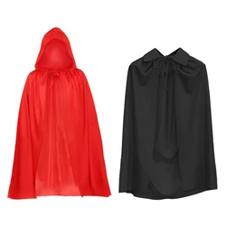 Costume d'Halloween Effrayant pour Homme, Femme, Enfant, Fille, Garçon, Adulte, Mort, Rouge, Noir, Sorcière, Vampire, Longue Cape, Everak, Capuche