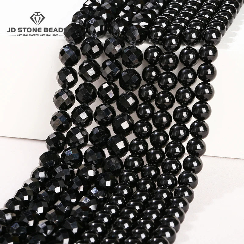 

6 8 10mm Natural Stone Black Spinel Beads Round Loose Spacer Faceted Bead For Jewelry Making Diy Necklace Bracelet Accessory