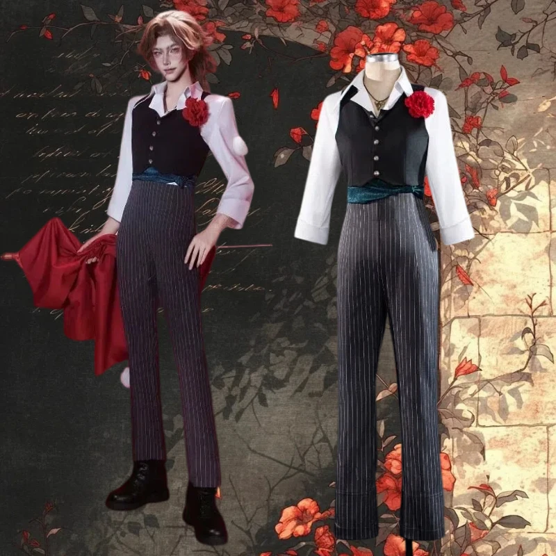 

Matador Costume Game Identity Ⅴ Hernando Romero Cosplay White Shirt Black Vest Pants Belt Full Set Role Play Outfit for Men