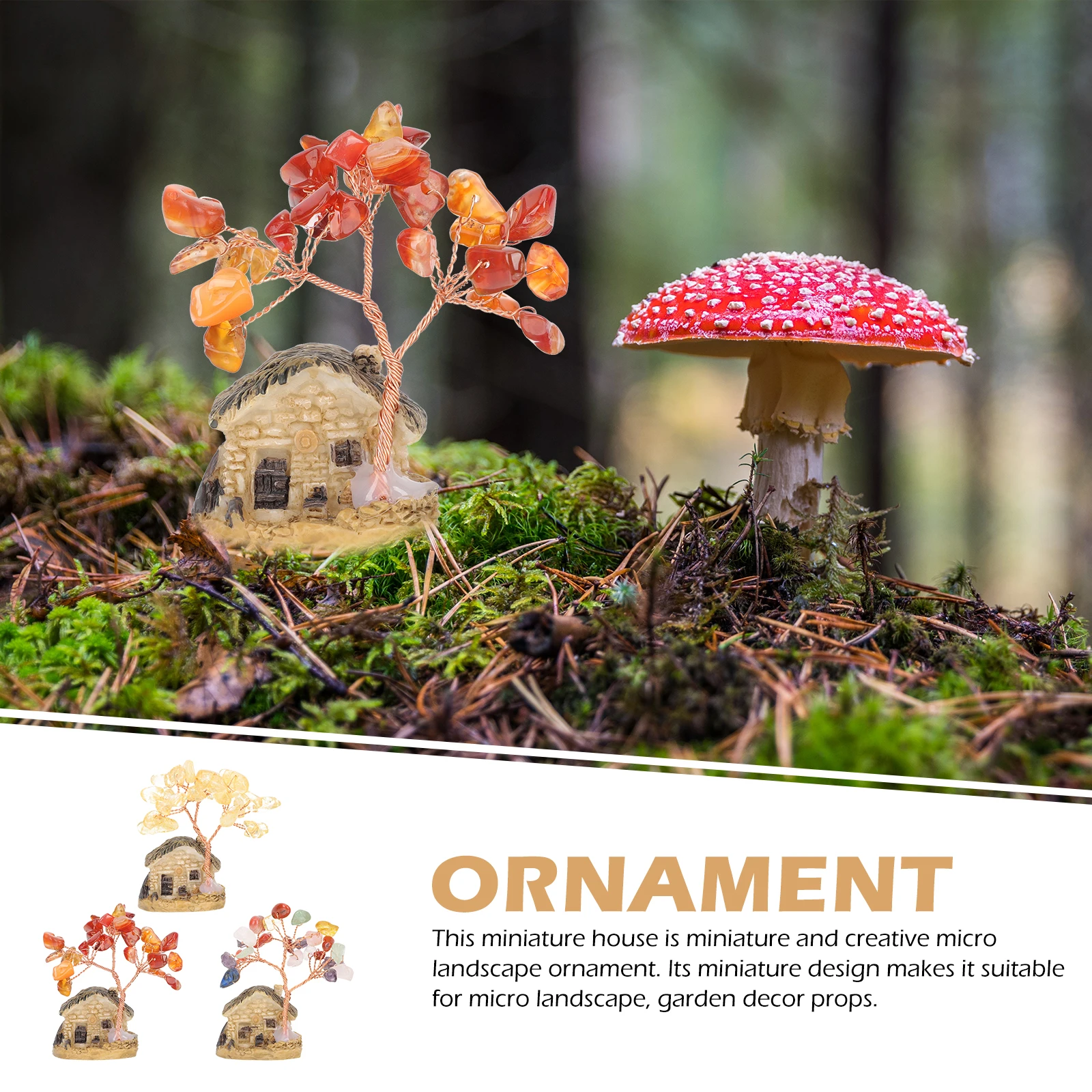 

3pcs Miniature Houses Micro Landscape Ornament Resin Figurines For Bonsai Garden Festival Gift Crystal Flower Pot Decor