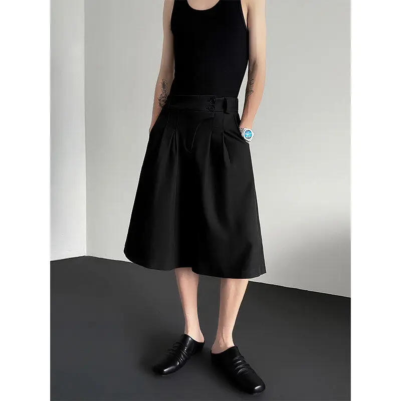 

Повседневные брюки-шорты мужские, модные, индивидуальный дизайн, серия K, расклешенные брюки-юбка, длиной до колена, шестисекционные, для отдыха