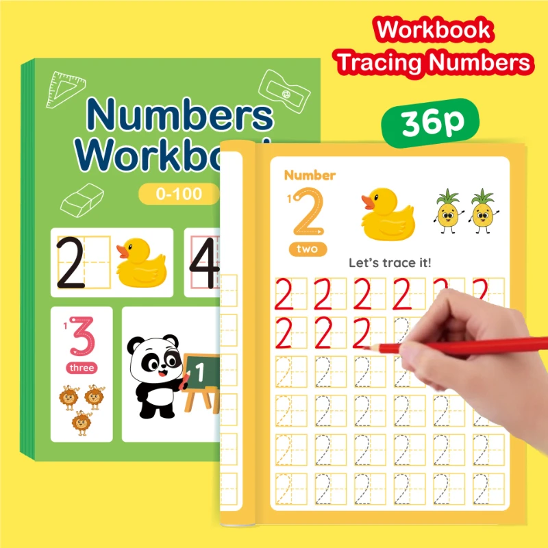 

Digital Tracing Red Book 0-100 Children's Pen Control Training Children Copy Workbook Calligraphy Copybooks Write The Numbers