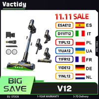 Vactidy V12 Cordless Vacuum Cleaner, 50000Pa Suction, 450W Motor, 2-in-1 Wet Dry Vacuum, LED Display, 150-Min Runtime, 0.5L Dust