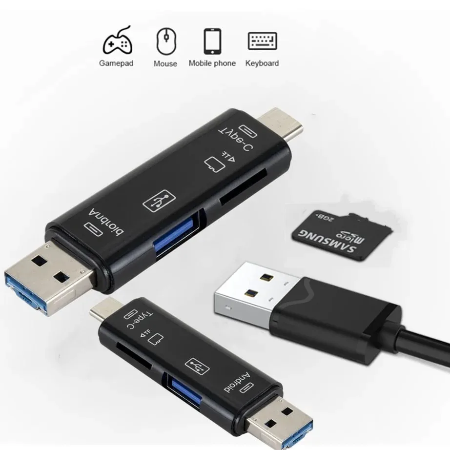 YIGETOHDE TYPE C Micro USB 5 In 1 OTG Card Reader Flash Drive High-Speed USB 2.0 Universal OTG TF/SD Card For Phone Computer