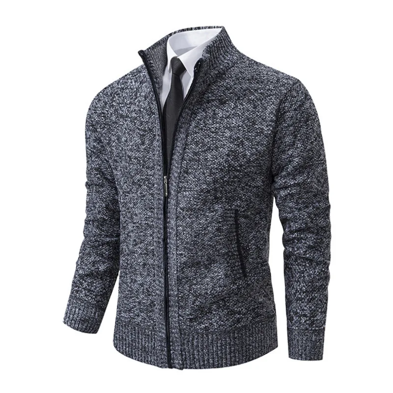 Autumn and Winter Warm Men's Fashionable Standing Collar Casual Cardigan Sweater